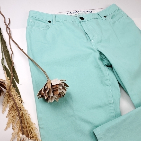 Lands' End Turquoise Original Fit Bootleg Pants 12 - Picture 9 of 10